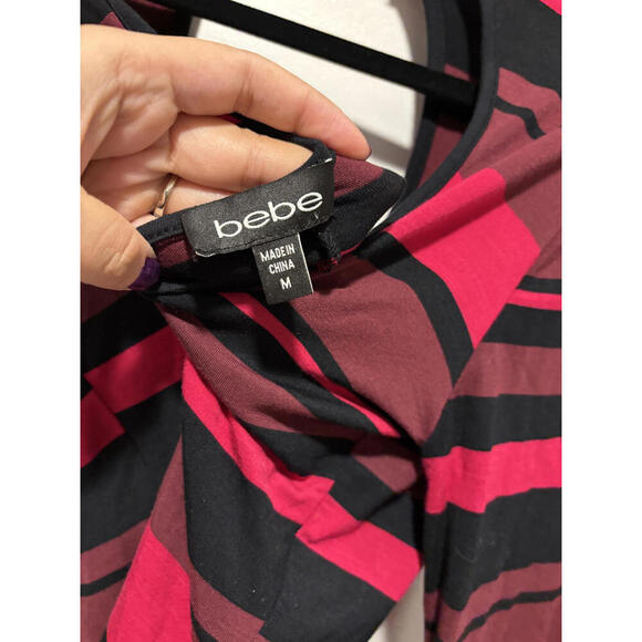 Vintage BEBE Y2K Striped Jersey Bodysuit with Keyhole Neck - Picture 7 of 7